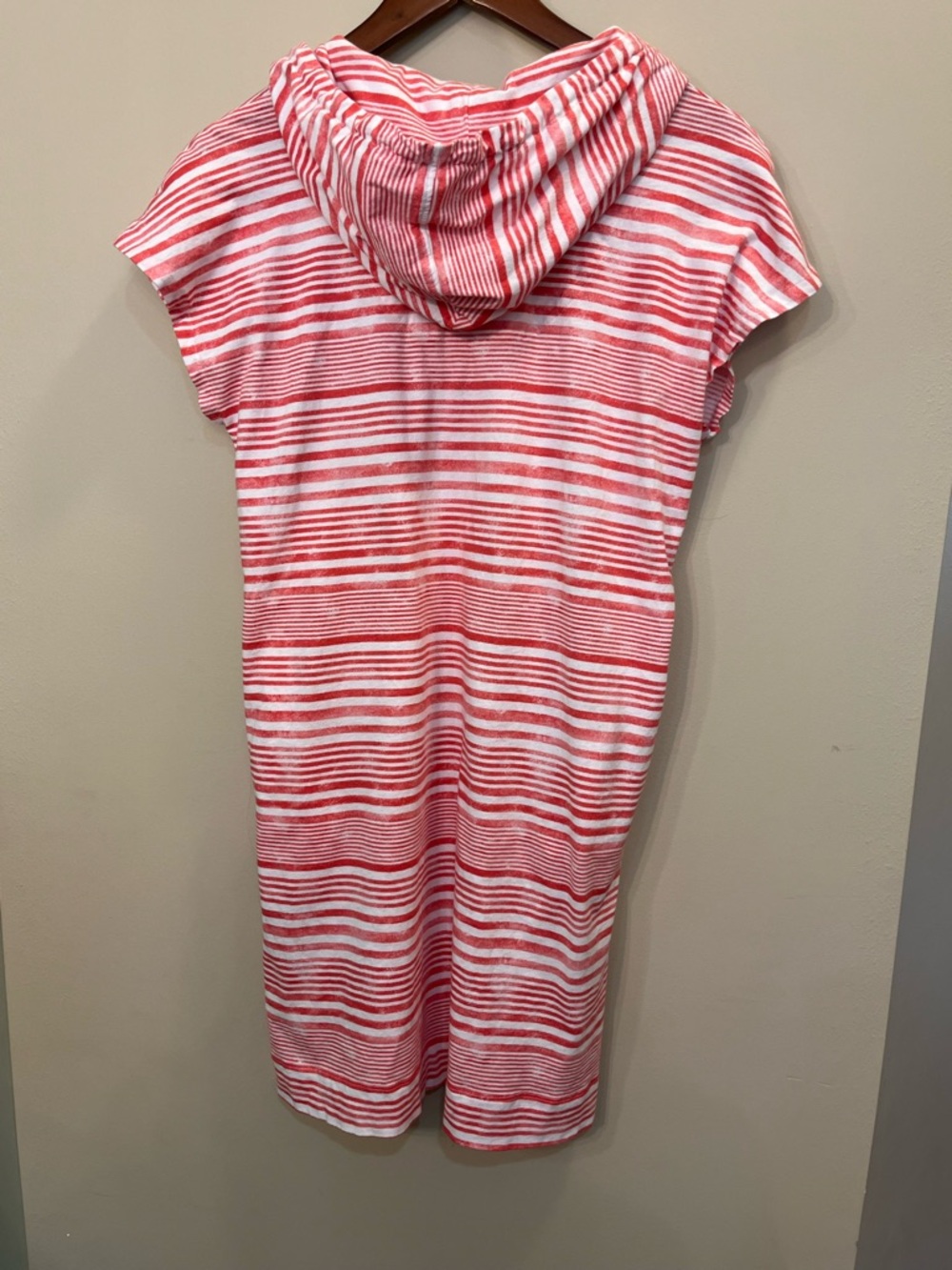 Lauren Ralph Lauren red white stripe short sleeve hooded mini dress small - Picture 7 of 7